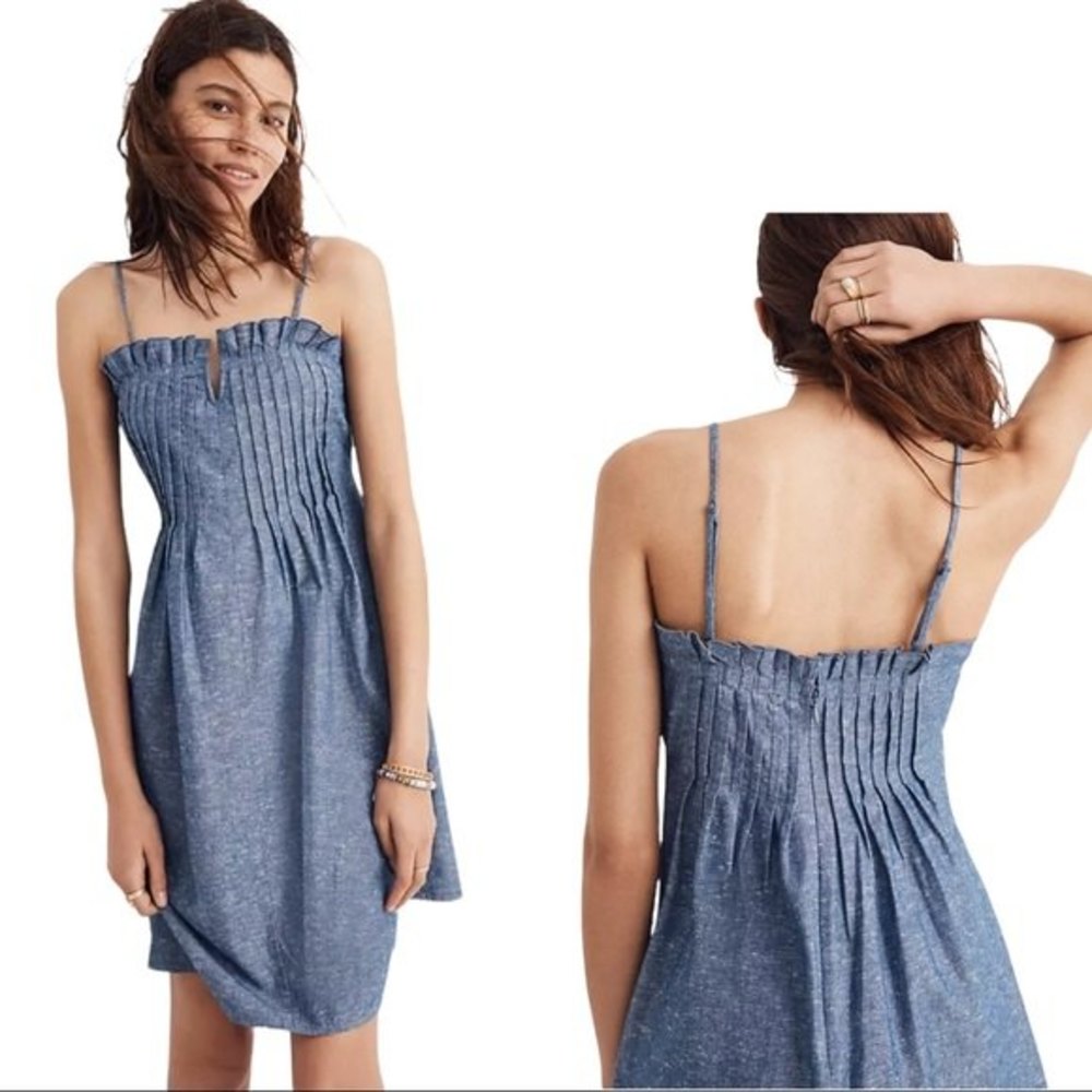 Madewell Denim Pintuck Cami Mini Dress